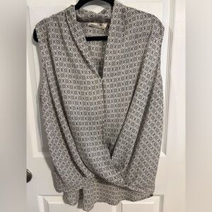 😍EVERLEIGH Anthropologie Sleeveless Draped V-Neck Blouse /size XL